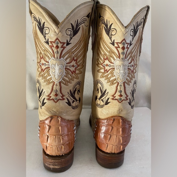 Carreta Men's Cowboy Brown, Cream, and Gold Embroider Glitter Size MEX-26-USA-7. - Picture 3 of 14